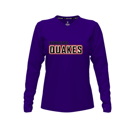 [FTLVCFPP-FYXS-LOGO1] Decker Comfort T-Shirt (Female Youth XS, Purple, V Neck, Logo 1, Long Sleeve)