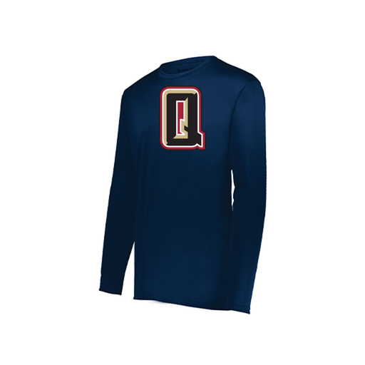 [222823.065.S-LOGO2] Youth LS Smooth Sport Shirt (Youth S, Navy, Logo 2)